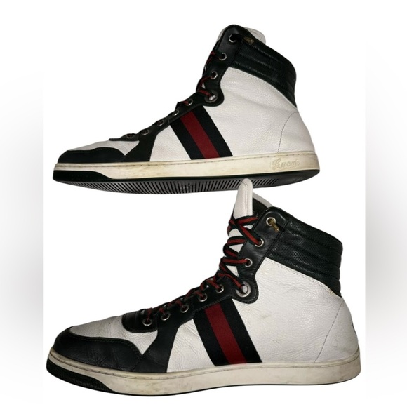 Gucci Vintage High Top Men’s Sneakers Classic Red & Green Size 10.5G - Picture 2 of 8